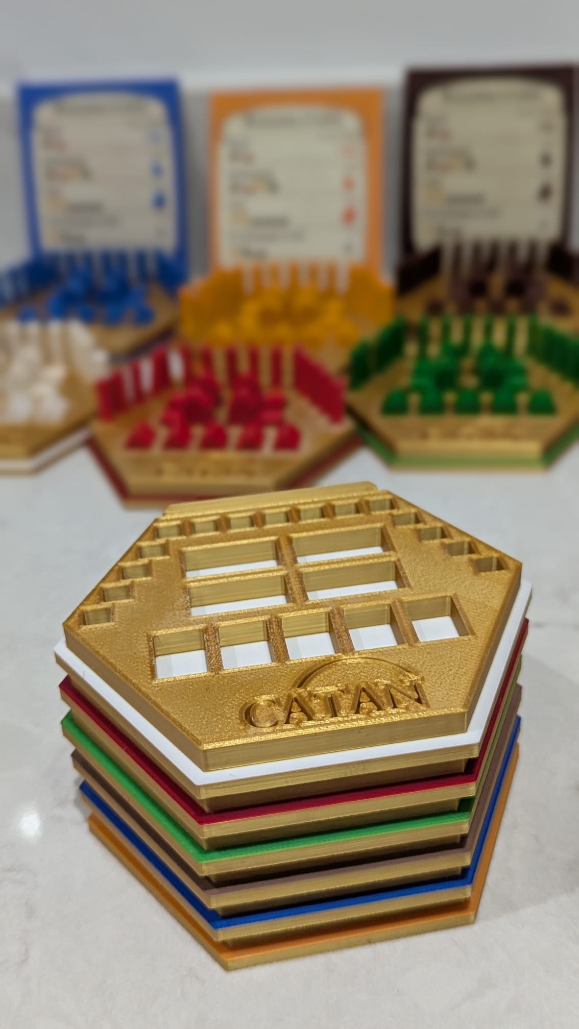 Gold Catan Game Piece Holder